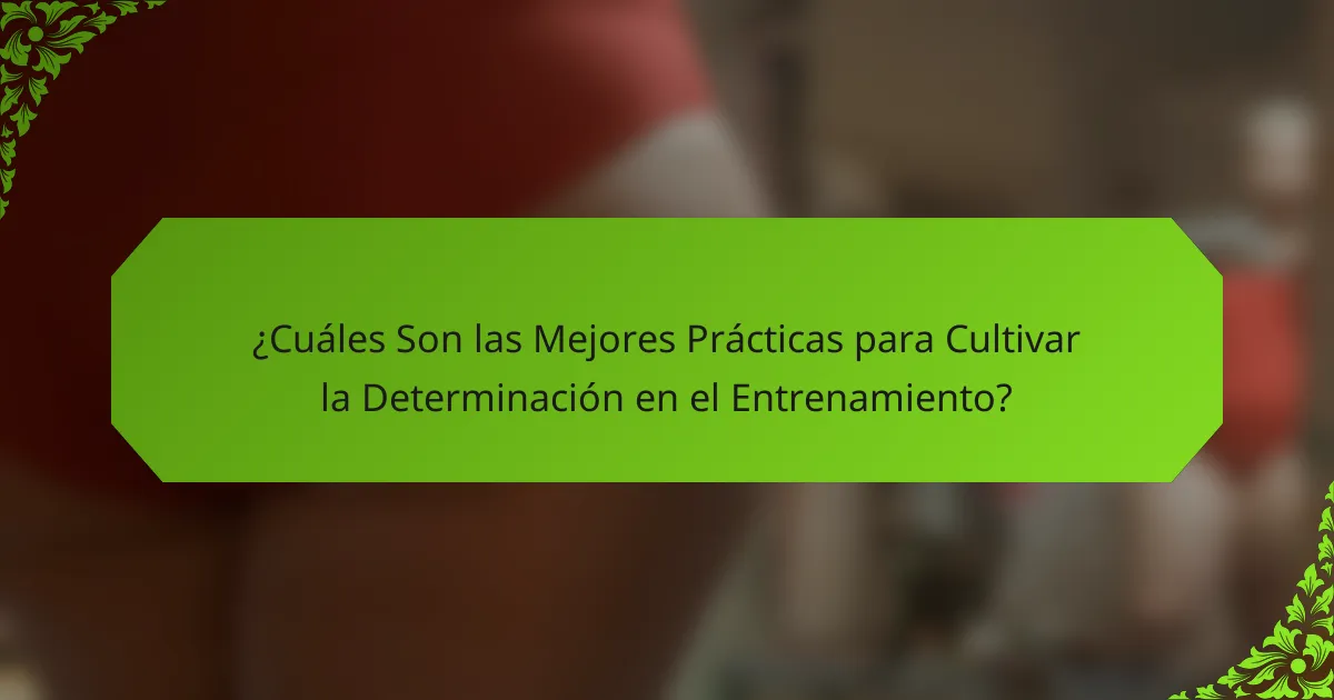 ¿Cuáles Son las Mejores Prácticas para Cultivar la Determinación en el Entrenamiento?