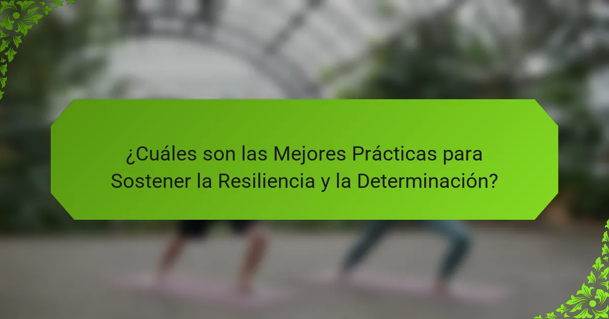 ¿Cuáles son las Mejores Prácticas para Sostener la Resiliencia y la Determinación?