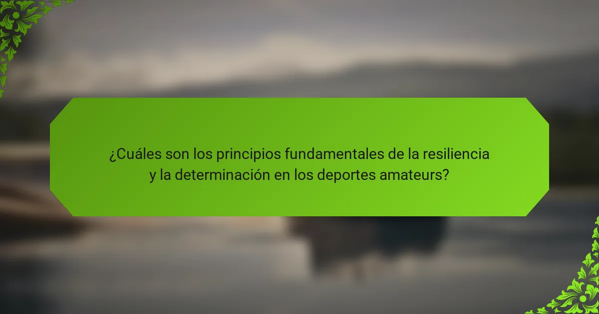 ¿Cuáles son los principios fundamentales de la resiliencia y la determinación en los deportes amateurs?